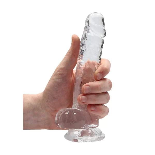 RealRock »Crystal Clear Dildo 17 Cm« Mit Hoden Und Saugnapf 6
