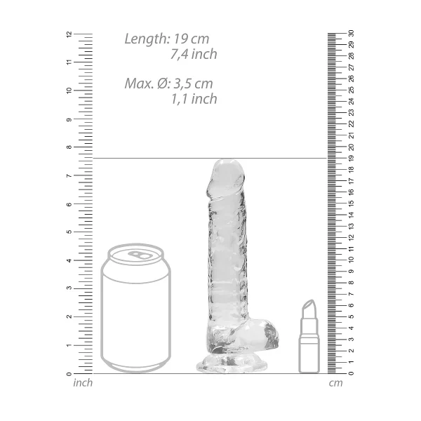 RealRock »Crystal Clear Dildo 17 Cm« Mit Hoden Und Saugnapf 7