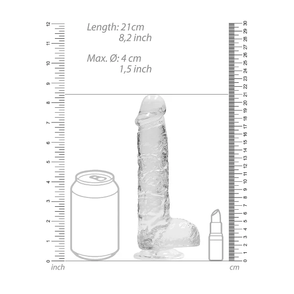 RealRock »Crystal Clear Dildo 19 Cm« Mit Hoden Und Saugnapf 7
