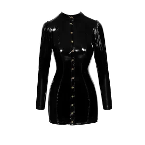 Kurzes PVC-Kleid Mit Goldenen Knöpfen – Noir Handmade 11