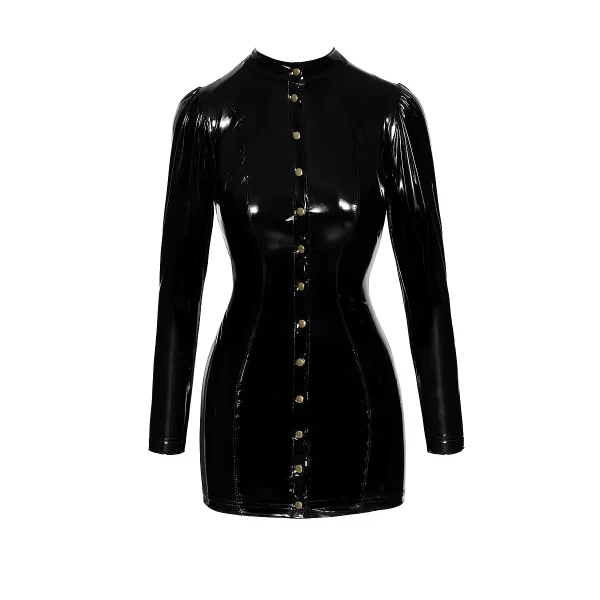 Kurzes PVC-Kleid Mit Goldenen Knöpfen – Noir Handmade 4
